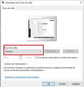 ecran de veille windows 10