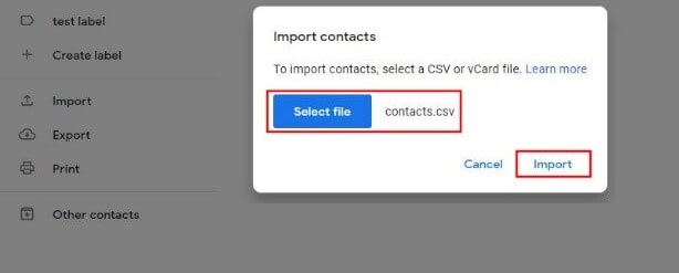 import contact google