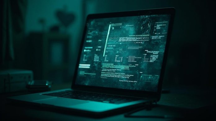 Ordinateur portable affichant un écran de programmation cybernétique