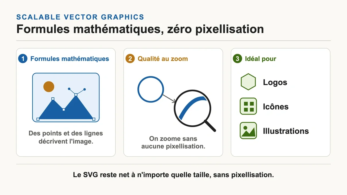 Illustration d'un logo en format SVG montrant une qualité parfaite au zoom