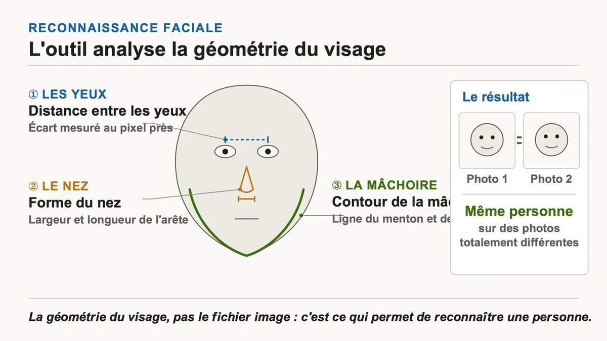 Outil d'analyse géométrique du visage pour identifier les caractéristiques faciales uniques
