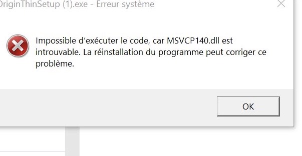 Corriger l’Erreur MSVCP140.dll est introuvable sur  Windows 10